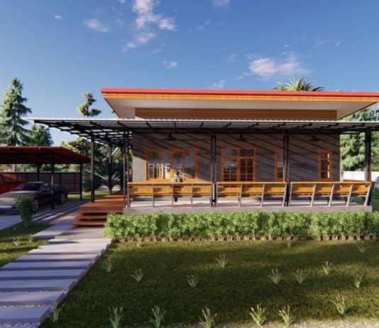 แบบบ้านสไตล์โมเดิร์นลอฟท์ หลังคาเพิงมาแหงน พร้อมระเบียงรอบบ้าน