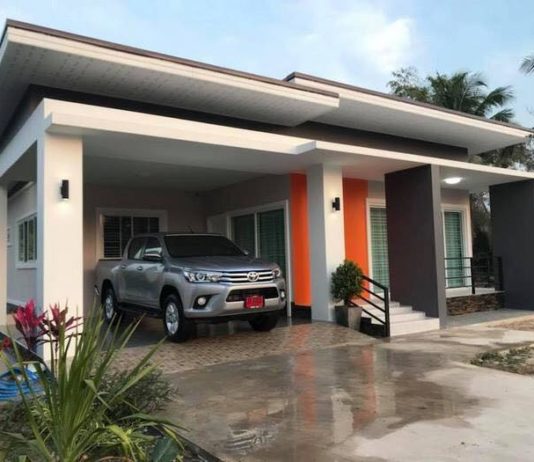 บ้านชั้นเดียวสไตล์โมเดิร์น ขนาด 3 ห้องนอน พื้นที่ใช้สร้อย 124 ตรม