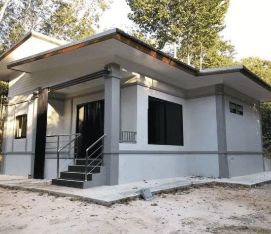 บ้านชั้นเดียวสไตล์โมเดิร์น ขนาด 3 ห้องนอน พื้นที่ใช้สอย 70 ตร.ม. งบก่อสร้าง 960,000 บาท