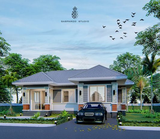 แบบบ้านพักอาศัยชั้นเดียวทรงปั้นหยา 2 ห้องนอน 1 ห้องน้ำ ฟังก์ชั้นครบพร้อม