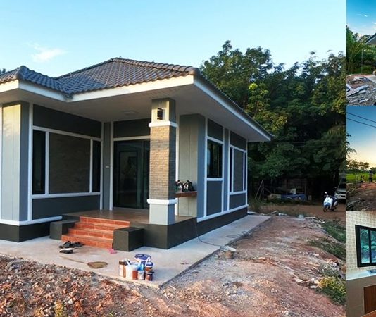 บ้านชั้นเดียวทรงปั้นหยา 2 ห้องนอน 1 ห้องน้ำ พื้นที่ใช้สอย 65 ตรม.