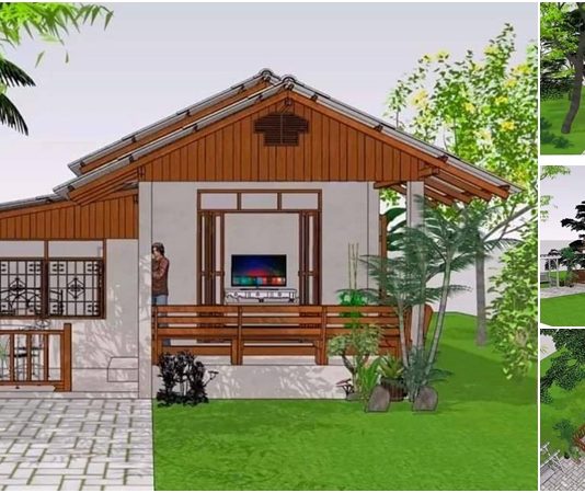 แบบสวนสไตล์ชนบท ขนาด 2 ห้องนอน 1 ห้องน้ำ มีระเบียงพักผ่อนหน้าบ้าน