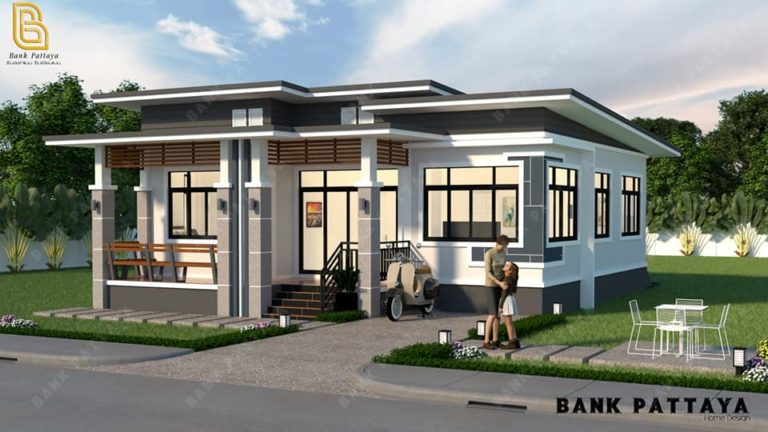 แบบบ้านสไตล์เรียบสวยทันสมัย 3 ห้องนอน 2 ห้องนอน งบก่อสร้าง 770,000 บาท ...