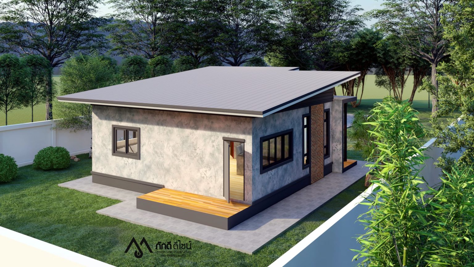 แบบบ้านโมเดิร์นตัวแอลแนวลอฟท์ 2 ห้องนอน 1 ห้องน้ำ พื้นที่ใช้สอย 75 ...