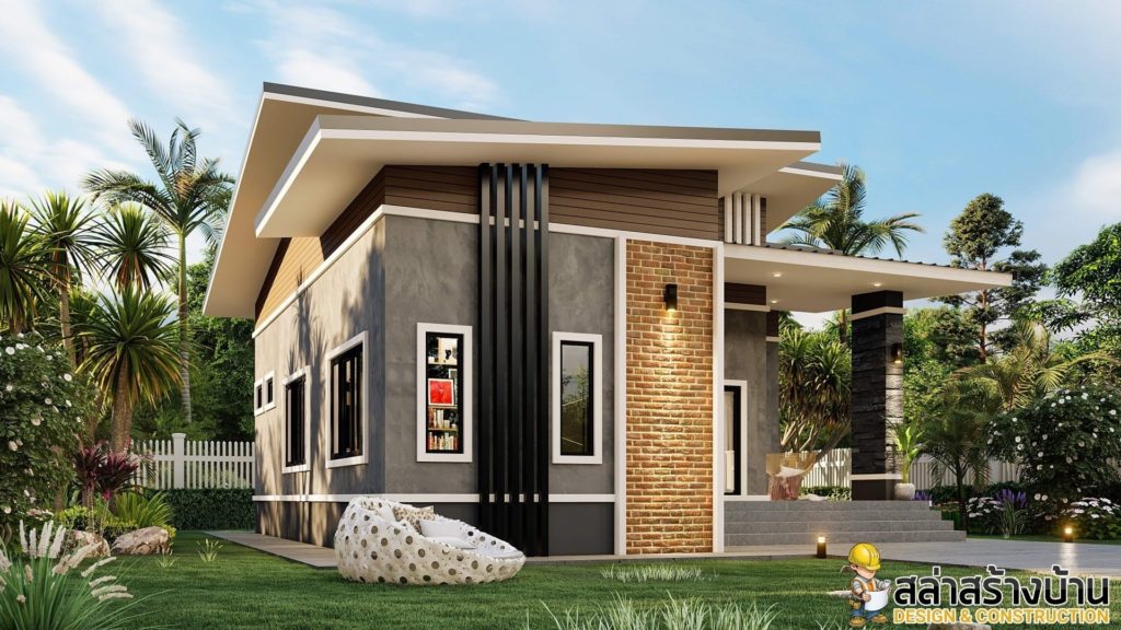 แบบบ้านโมเดิร์นสวยทันสมัย 3 ห้องนอน 2 ห้องน้ำ ผนังปูนเปลือยแนวลอฟท์ ...