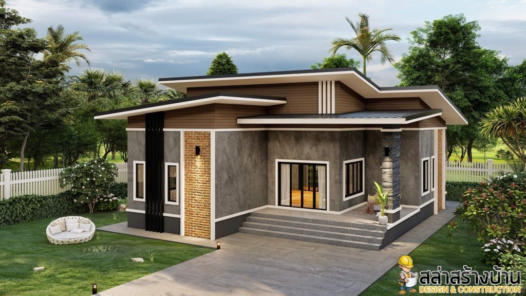 แบบบ้านโมเดิร์นสวยทันสมัย 3 ห้องนอน 2 ห้องน้ำ ผนังปูนเปลือยแนวลอฟท์ ...