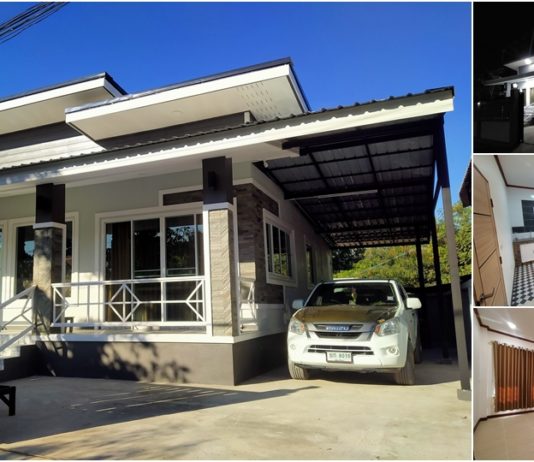 แบบบ้านโทนสีเทาหลังทรงแหงน 2 ห้องนอน 1 ห้องน้ำ พื้นที่ใช้สอย 78 ตารางเมตร
