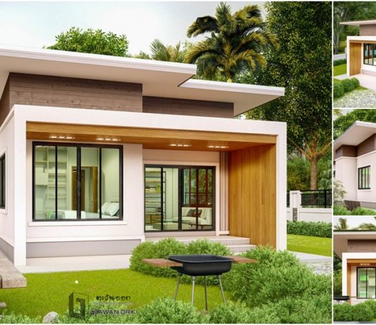 แบบบ้านโมเดิร์นขนาดเล็ก 2 ห้องนอน 1 ห้องน้ำ หลังเพิงแหงนเรียบง่าย