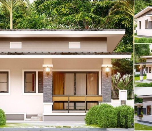 แบบบ้านเพิงแหงนขนาดเล็ก 2 ห้องนอน 1 ห้องน้ำ พื้นที่ใช้สอย 45 ตร.ม.